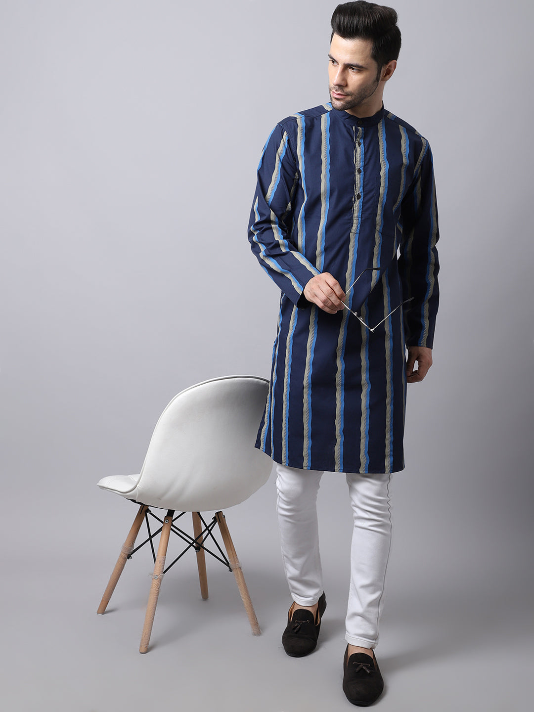 Men'S Pure Cotton Kurta With Band Collar - Even Apparels