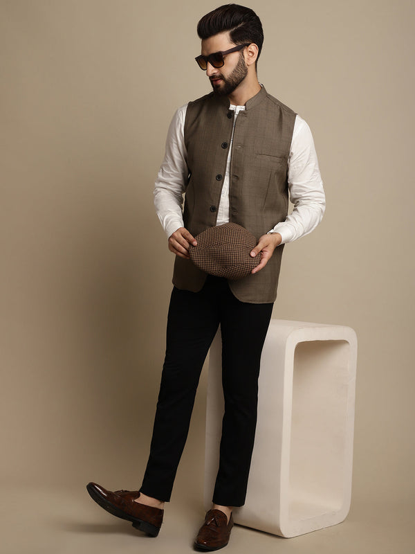 Men's Mandarin Collar Waistcoat - Even Apparels