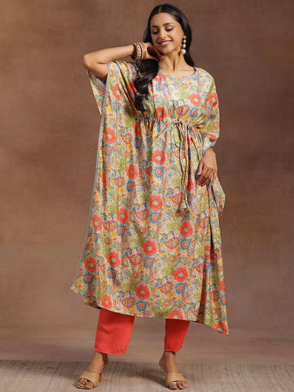 Multicoloured Printed Silk Blend Co-Ords - Jashvi