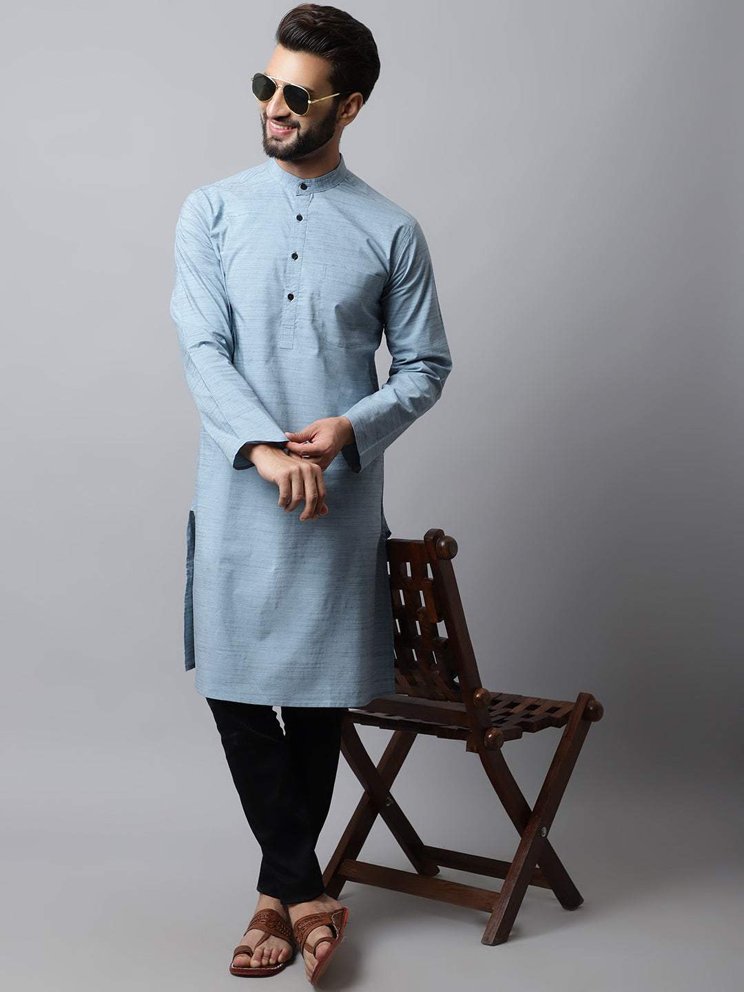 Men's Pure Cotton Kurta With Side Placket - Even Apparels