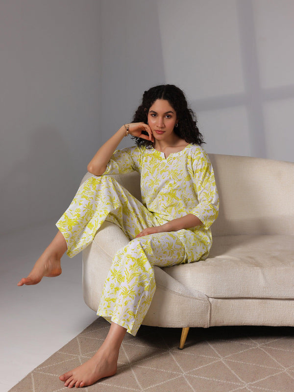 Green Printed Cotton Night Suits - Jashvi