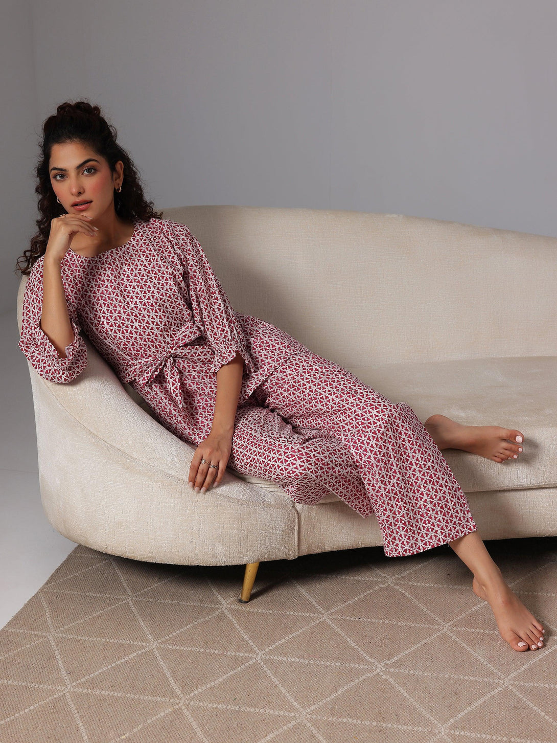 Pink Printed Cotton Night Suits - Jashvi