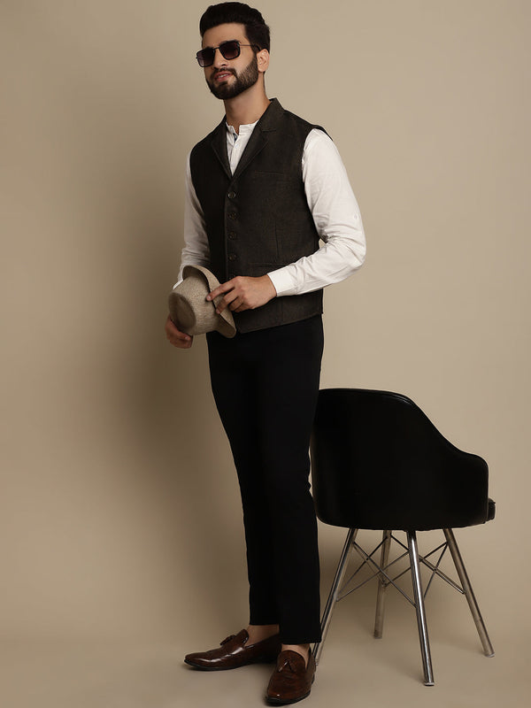 Men's Wool Waistcoat With Notched Lapel - Even Apparels