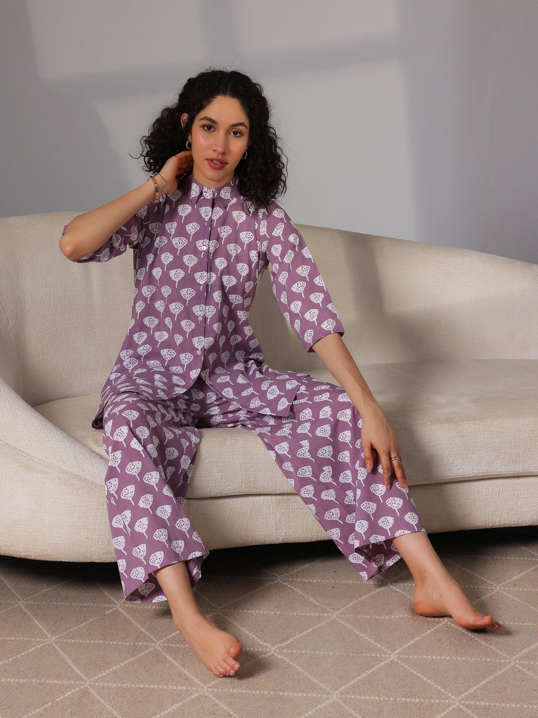 Purple Printed Cotton Night Suits - Jashvi