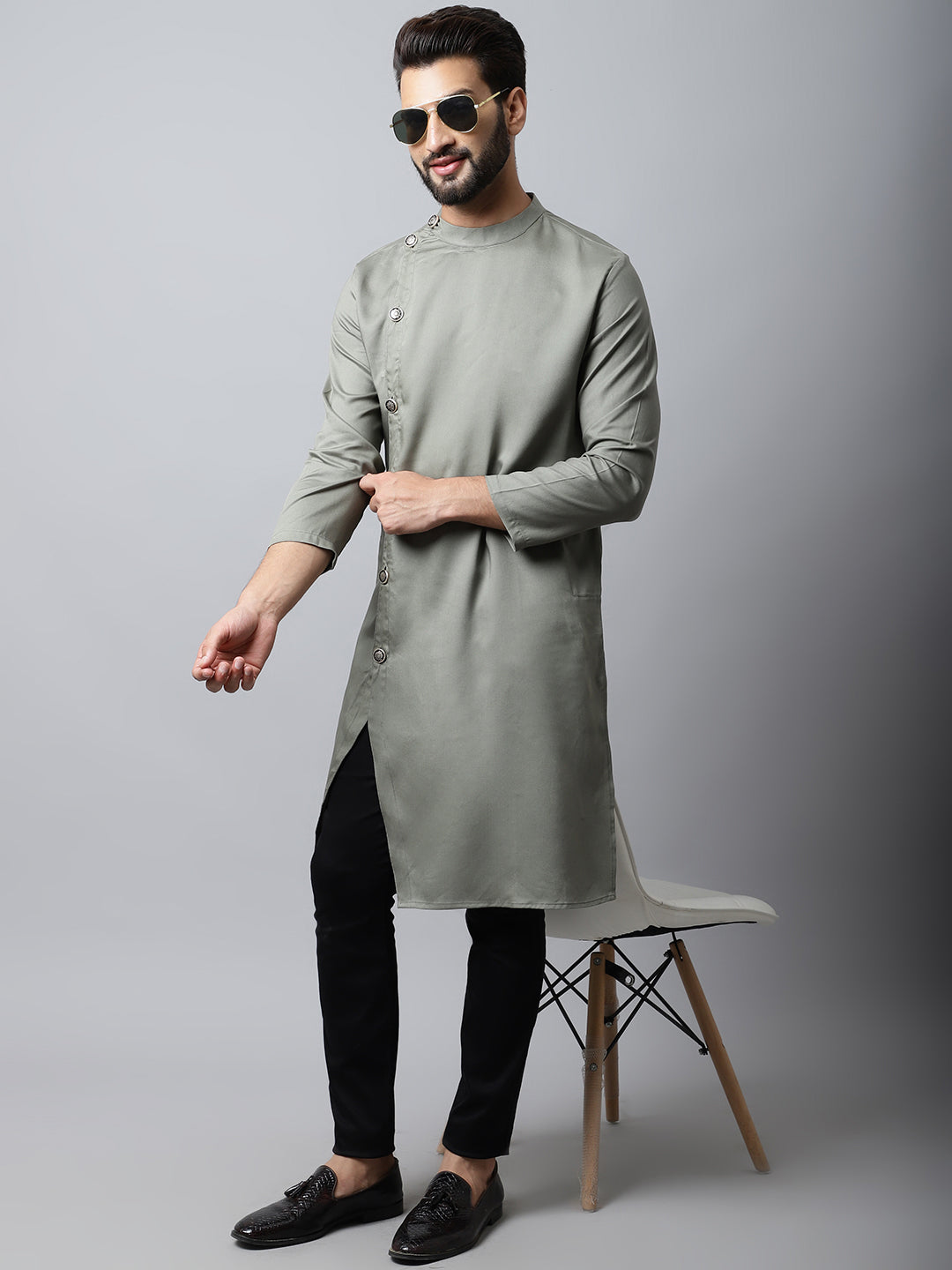 Men's Sherwani Kurta With Asymetrical Cut - Even Apparels