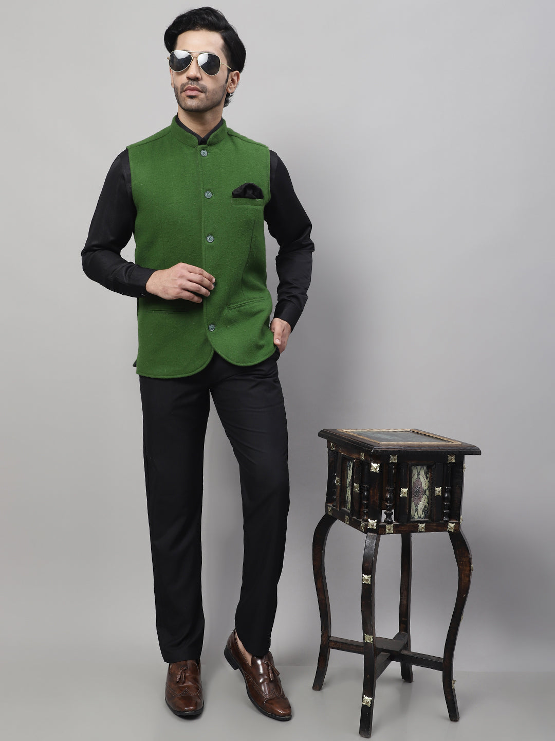 Men's Pure Wool Nehru Jacket - Even Apparels