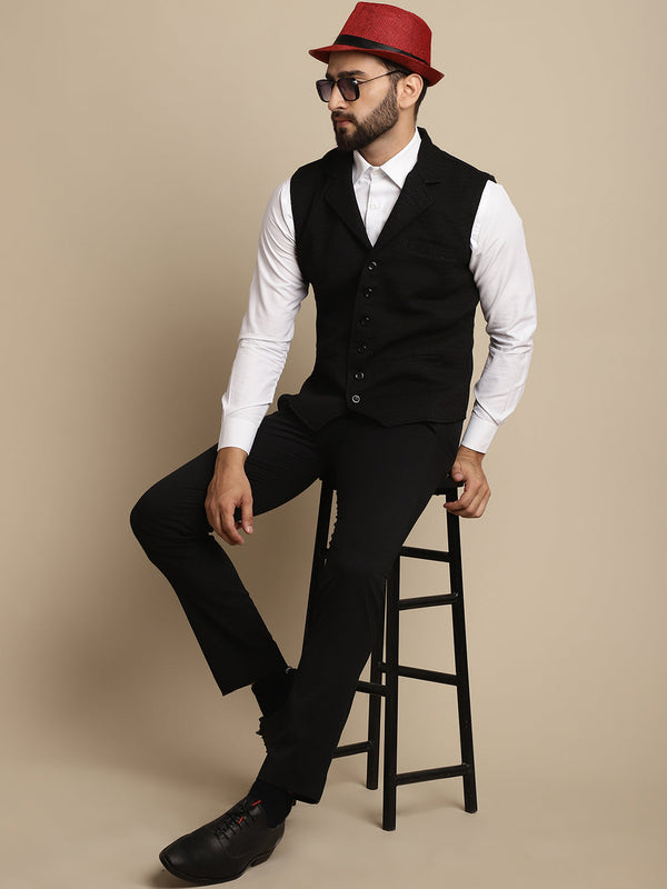 Men's Waistcoat With Notched Lapel - Even Apparels