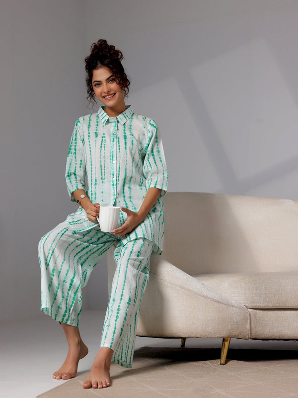 Green Printed Cotton Night Suits - Jashvi