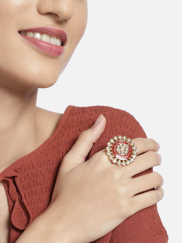 Women's Tradtional Meenakari finger ring  - I Jewels