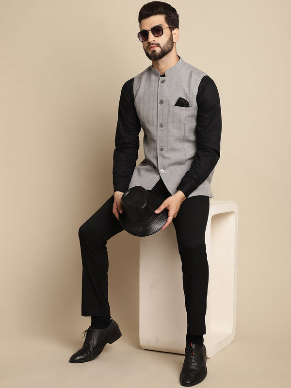 Men's Mandarin Collar Waistcoat - Even Apparels