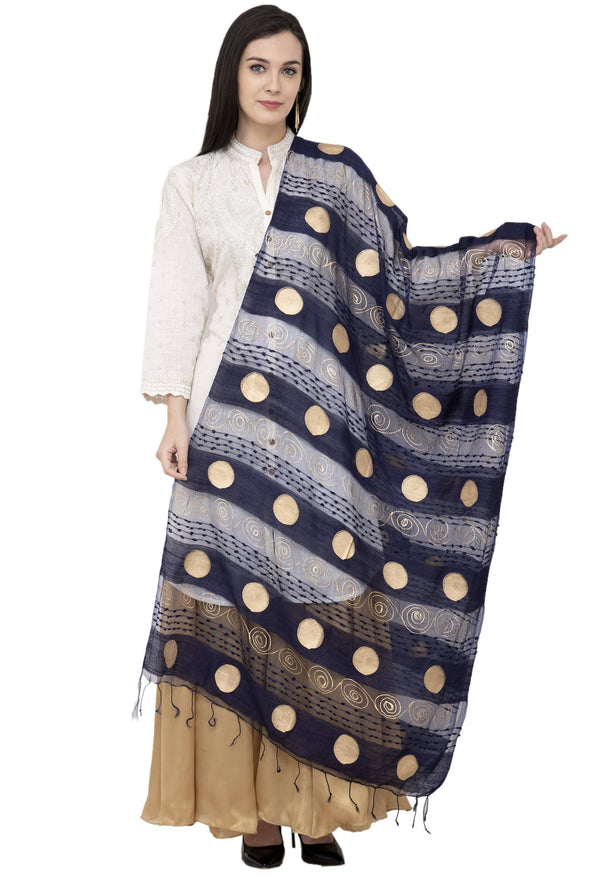 A R Silk payal Gold Print Fancy Dupatta Color Navy Dupatta or Chunni