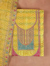 Yellow Printed Silk Blend Dress Material With Dupatta