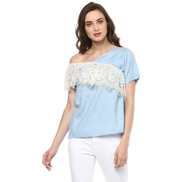 Women's Asymmetric Lace Top - Pannkh