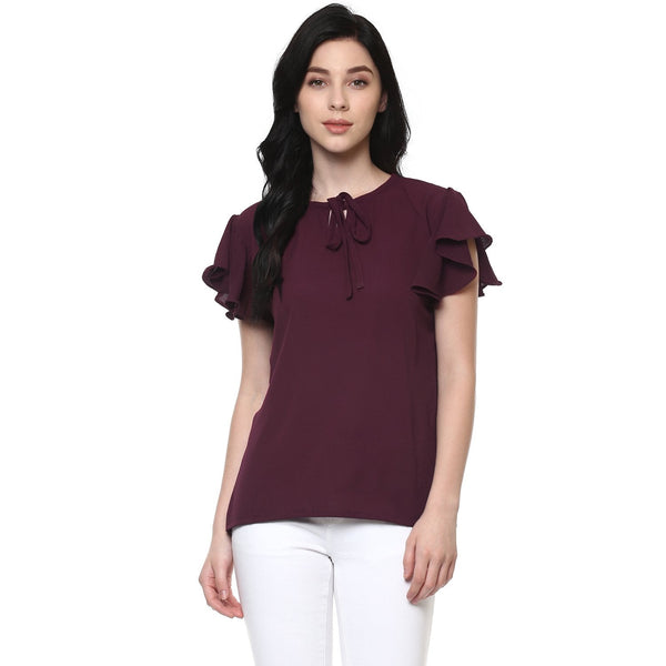 Women's Ruffle Sleeves Top - Pannkh