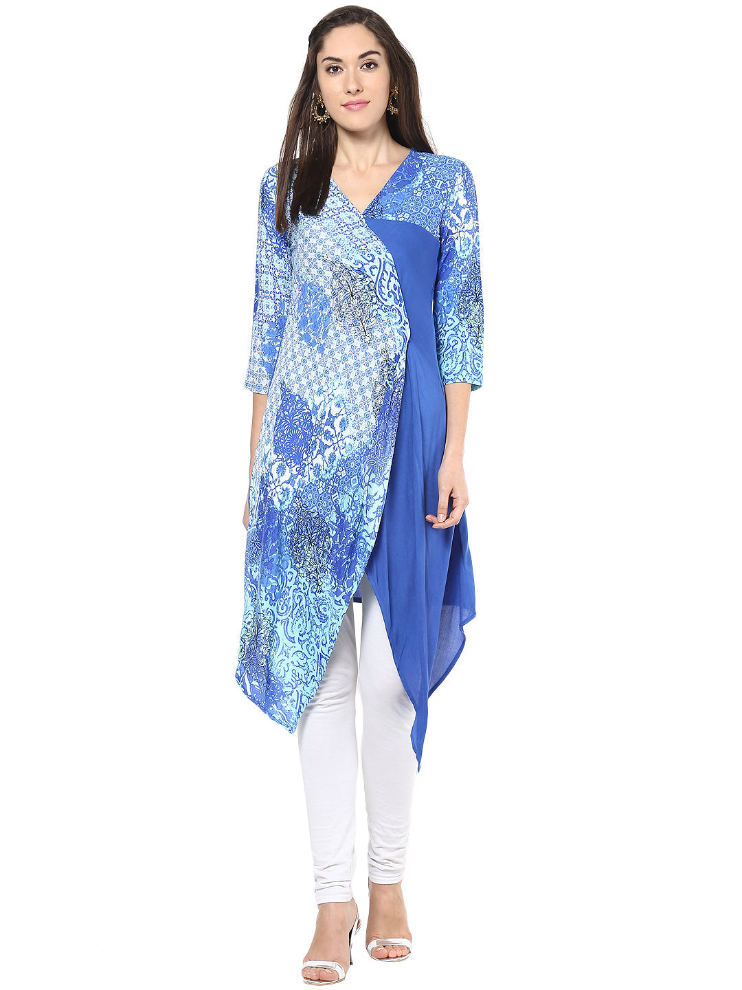 Women's Ice Blue Flap Style Kurti - Stylestone