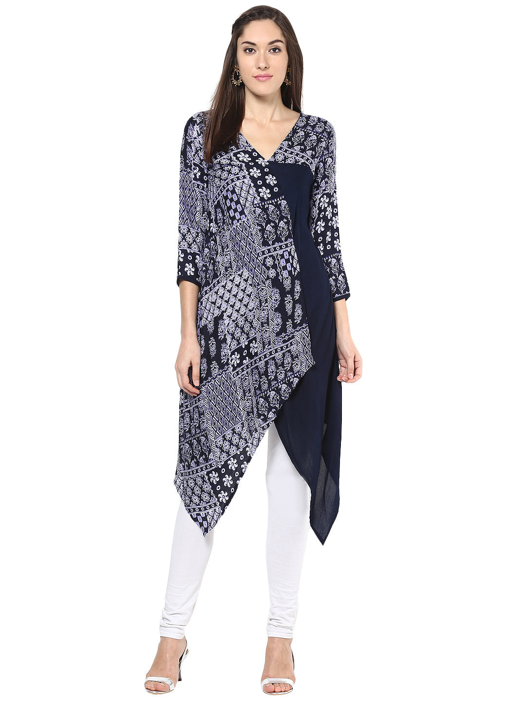 Women's Navy Blue Flap Style Kurti - Stylestone