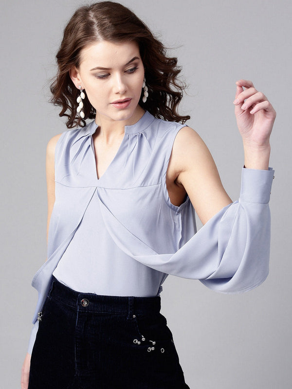 Women's Solid Designer Sleeves Top - Pannkh