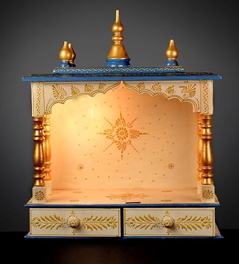 Wooden Temple/Home Temple/Pooja Mandir/Pooja Mandap/Temple for Home (N WH) - Kamdhenu art and craft