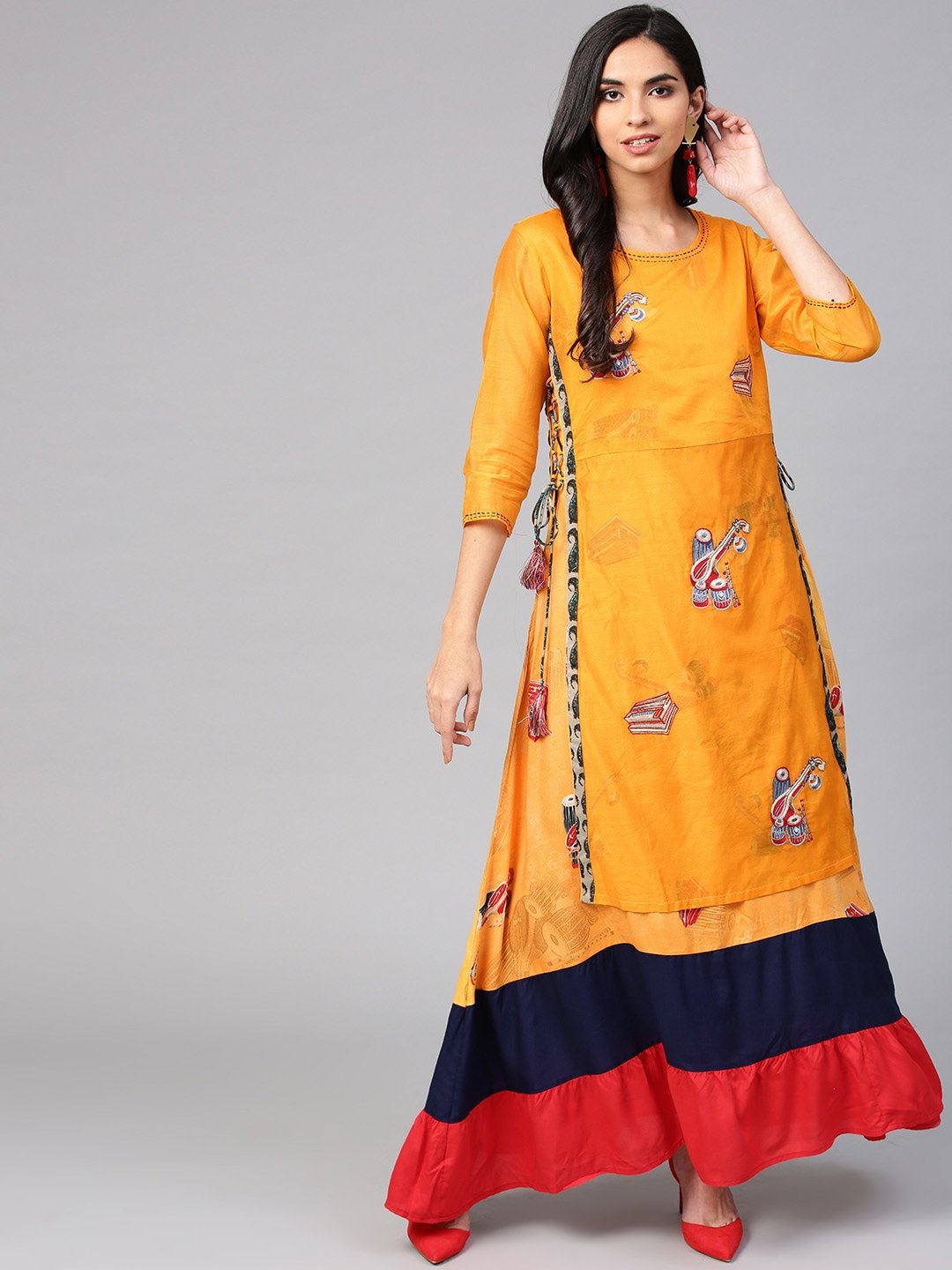 Women's Yellow Printed Kurta - Yufta