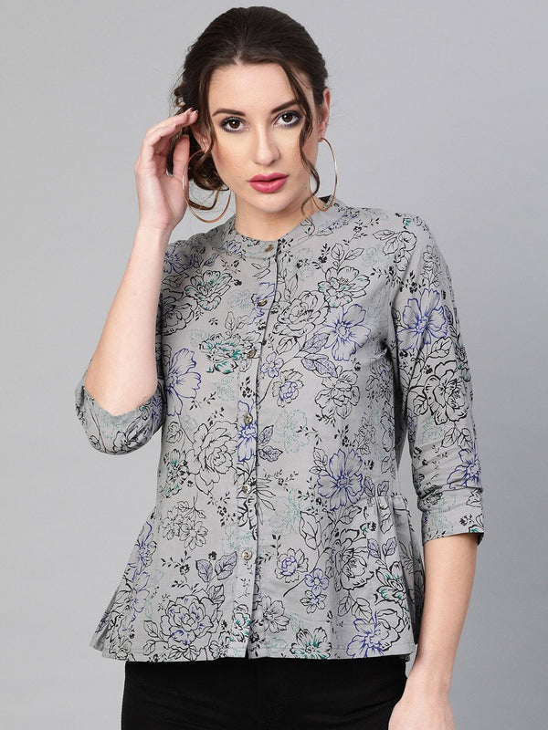 Women's Grey & Black Printed Tunic - AKS