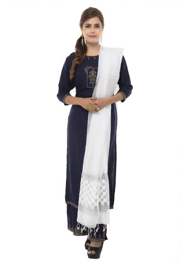 Women's Buta Square Cutt White Dupatta & Chunni Mfd0007 - Moeza