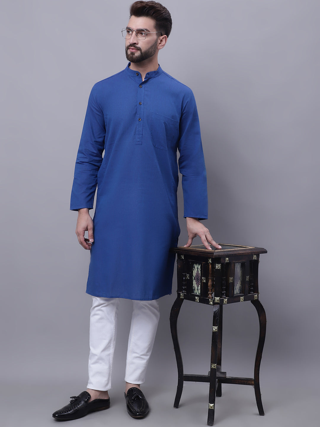 Men's Pure Cotton Kurta With Band Collar - Even Apparels