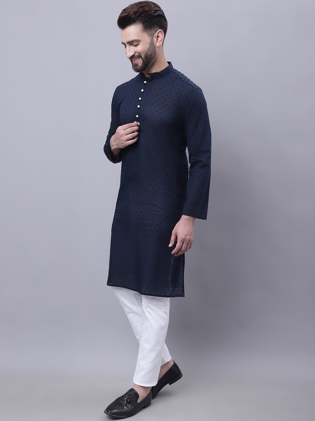 Men's Pure Cotton Kurta With Band Collar - Even Apparels