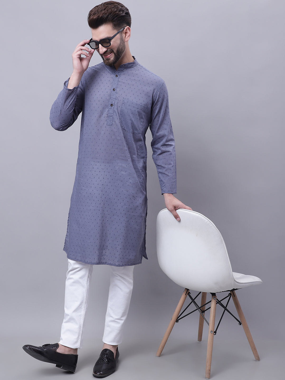 Men's Pure Cotton Kurta With Band Collar - Even Apparels