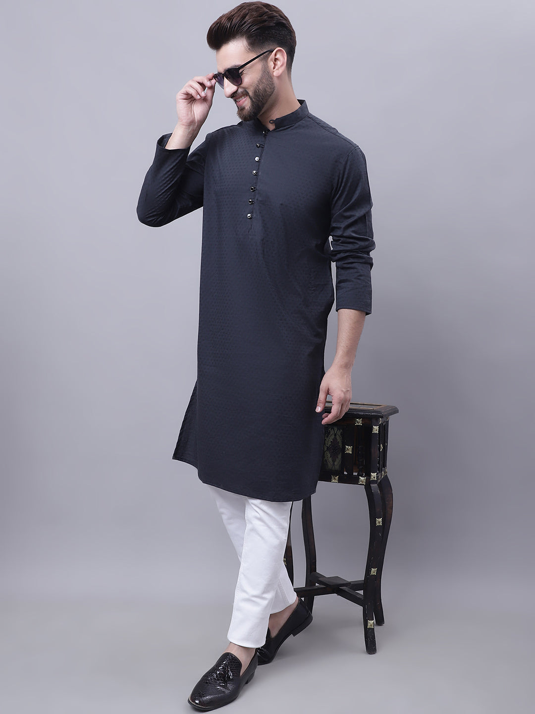 Men's Pure Cotton Kurta With Band Collar - Even Apparels