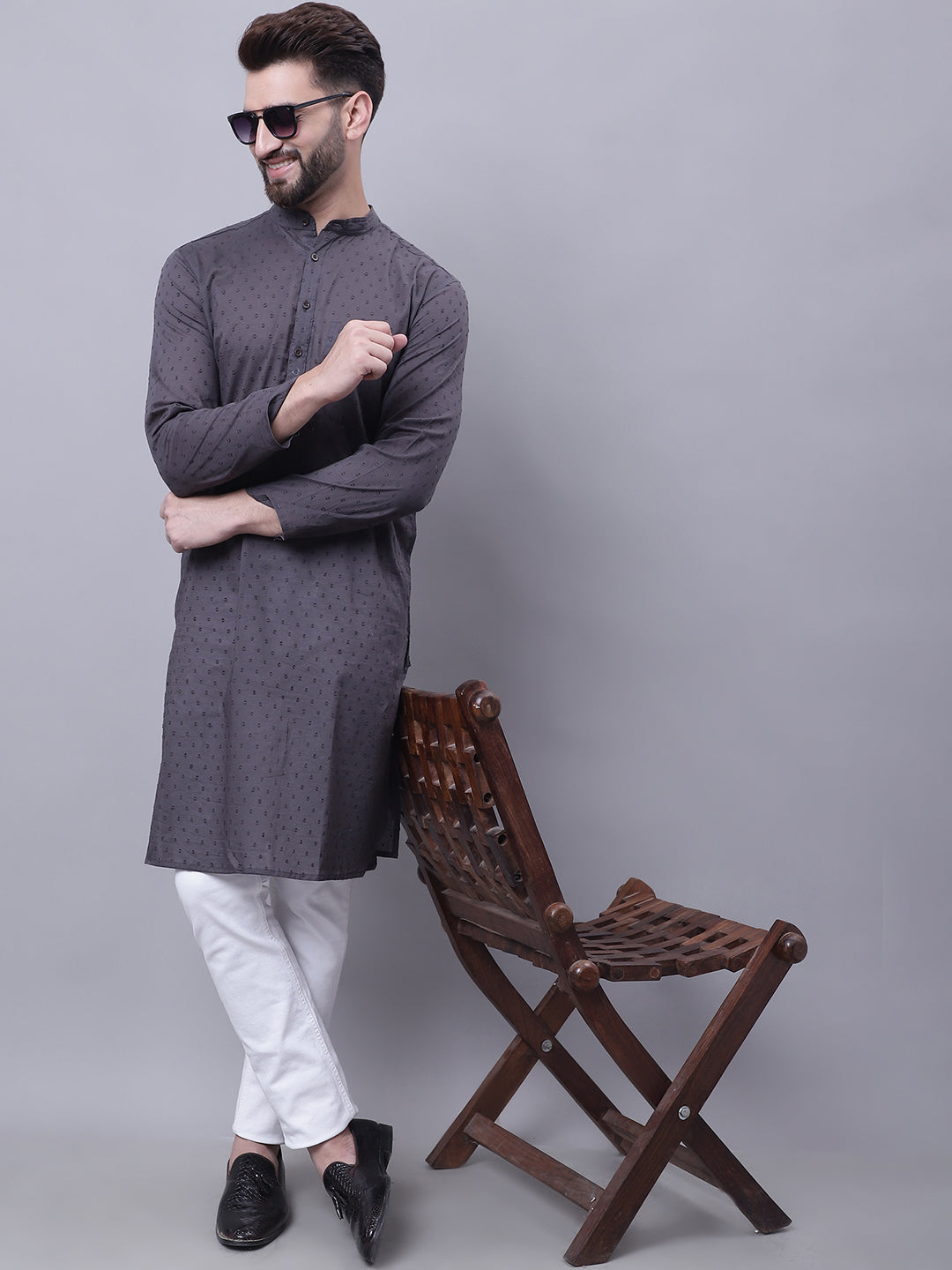 Men's Pure Cotton Kurta With Band Collar - Even Apparels