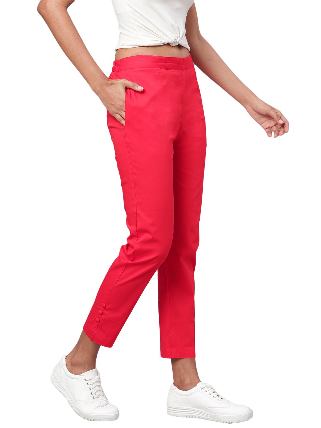 Women's Solid Na Rayon Flex Na Trouser - Myshka