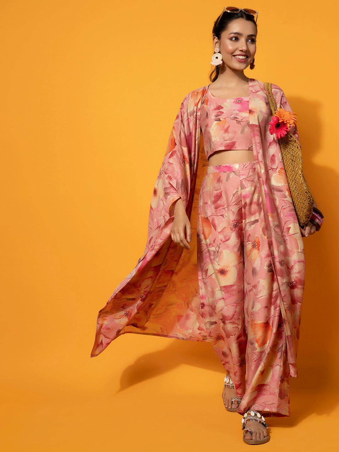 Peach Printed Cotton Co-Ords - Jashvi