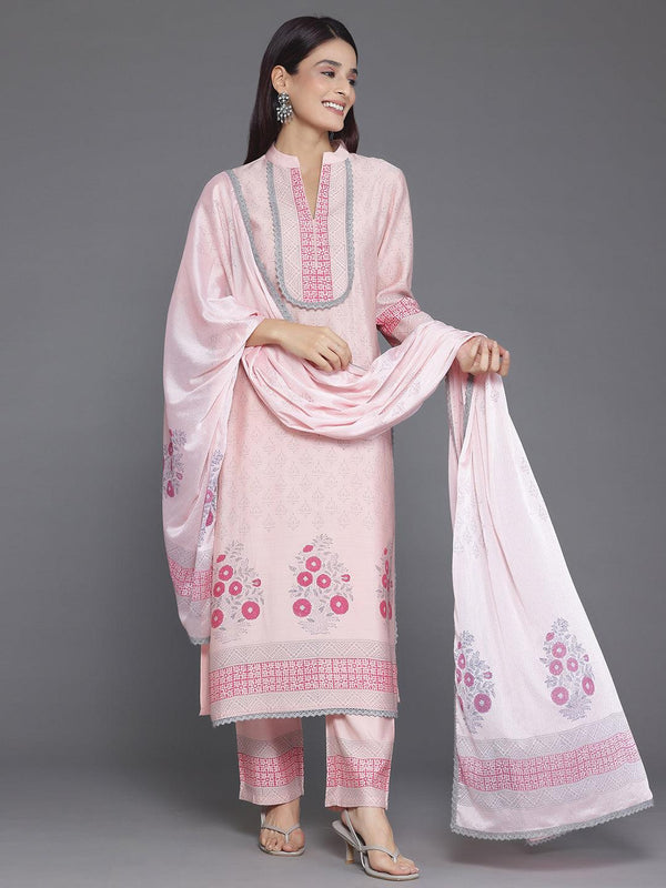 Peach Yoke Design Silk Blend Straight Suit With Dupatta - Jashvi