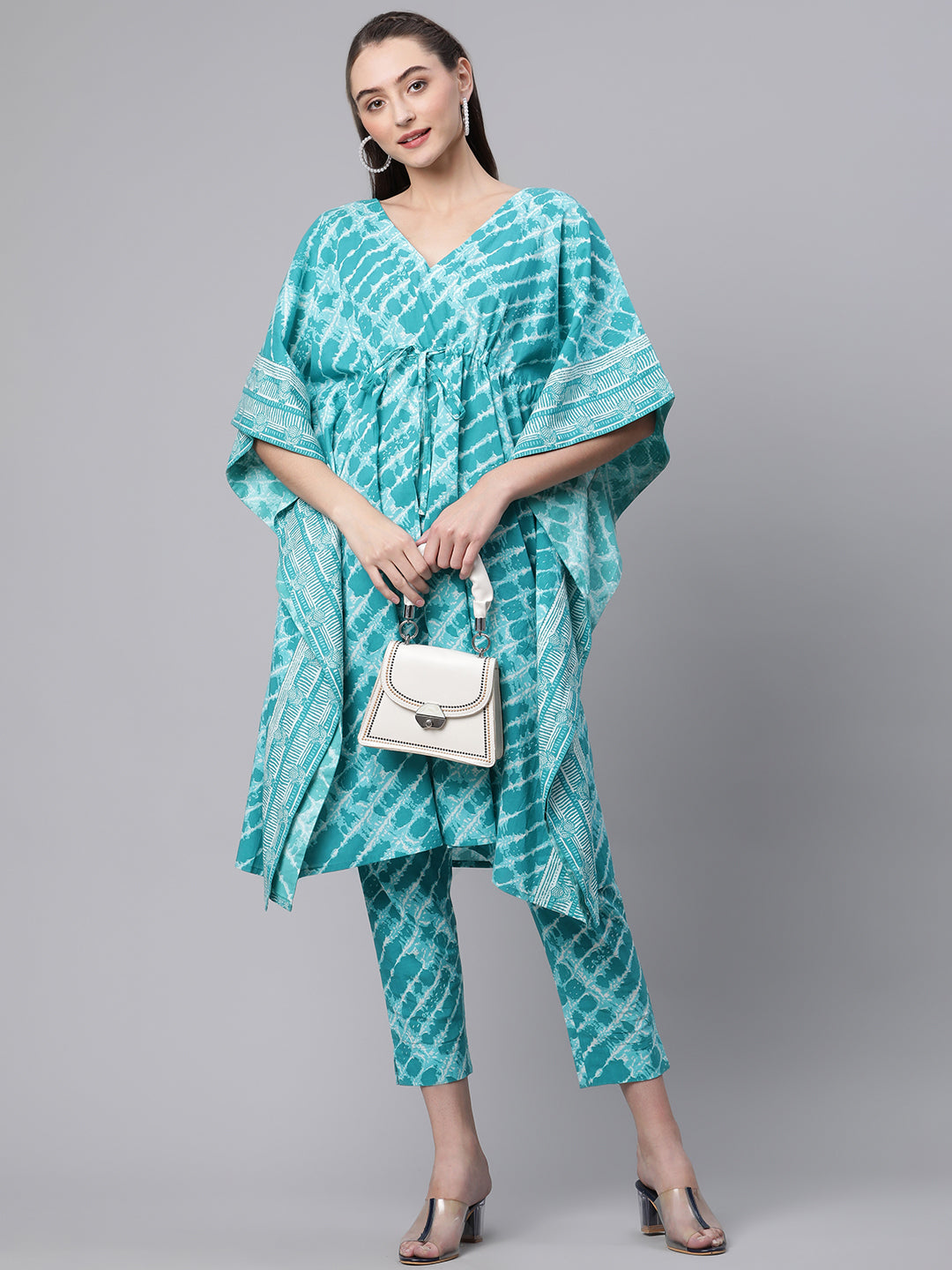 Women's Cotton Tie Die Kaftan Set (Blue) - Kipek