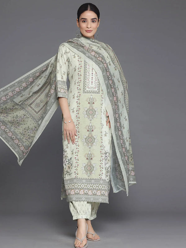 Lemon Printed Poly Crepe Straight Suit With Dupatta