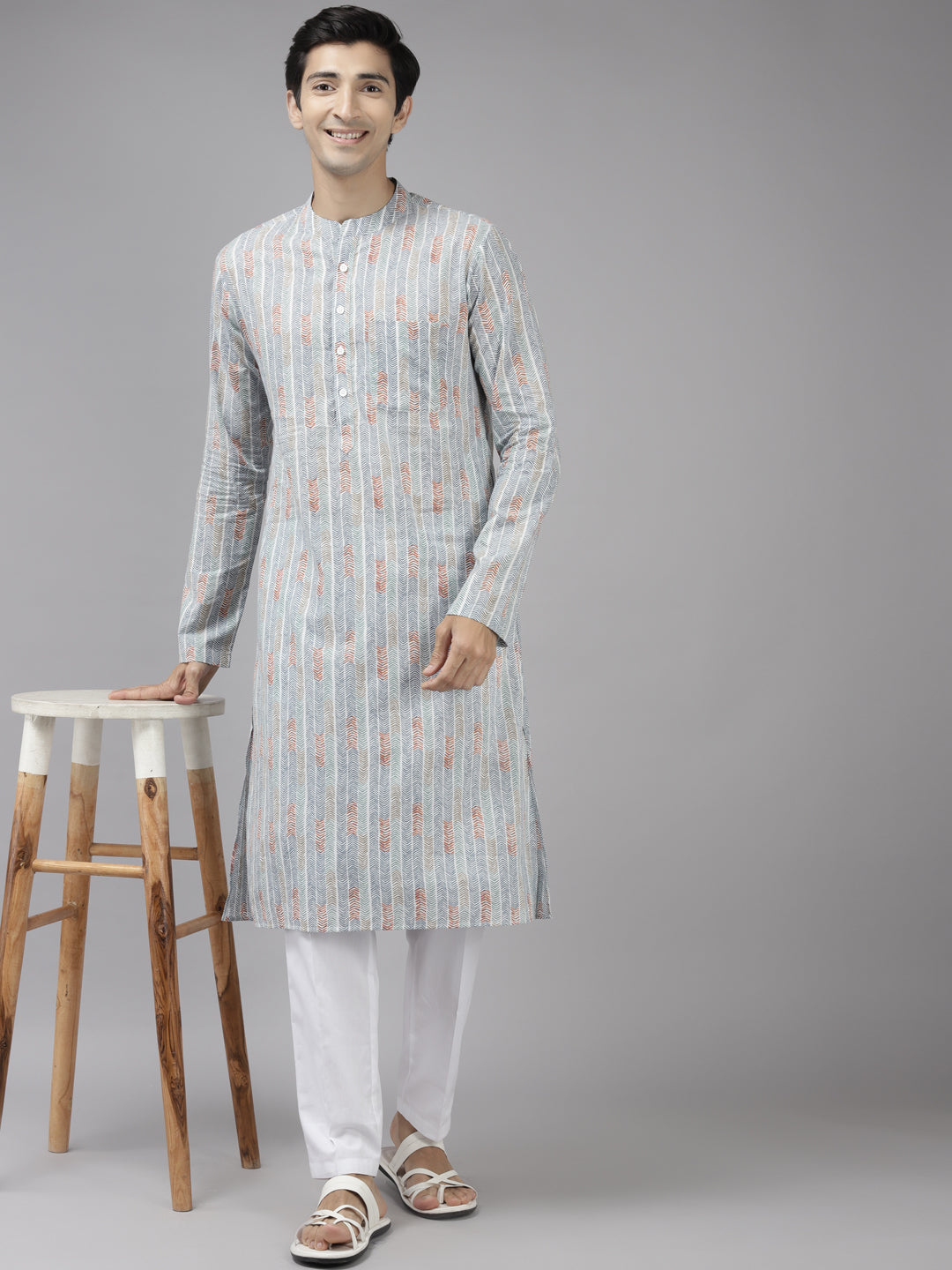 Men's Multy Printed Pure Cotton Straight Kurta - See Designs