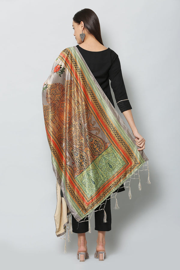 Women's Multicolored Polyster Velvet  Digital Printed Dupatta - VAABA