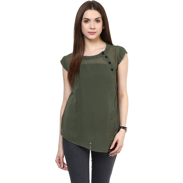 Women's Asymmetric Placket Top - Pannkh