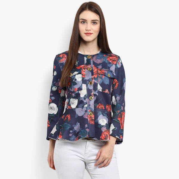 Women's Printed Peplum Blazer - Pannkh