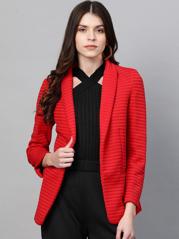 Women's Self Striped Blazer - Pannkh