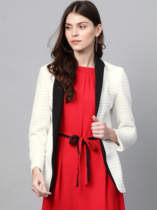 Women's Self Striped Blazer - Pannkh