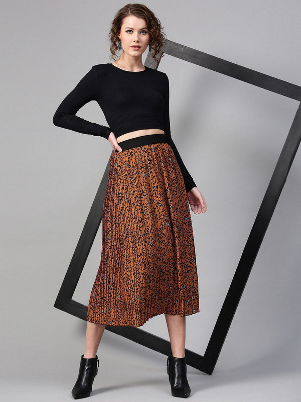 Women's Animal Printed Pleated Skirt - Pannkh