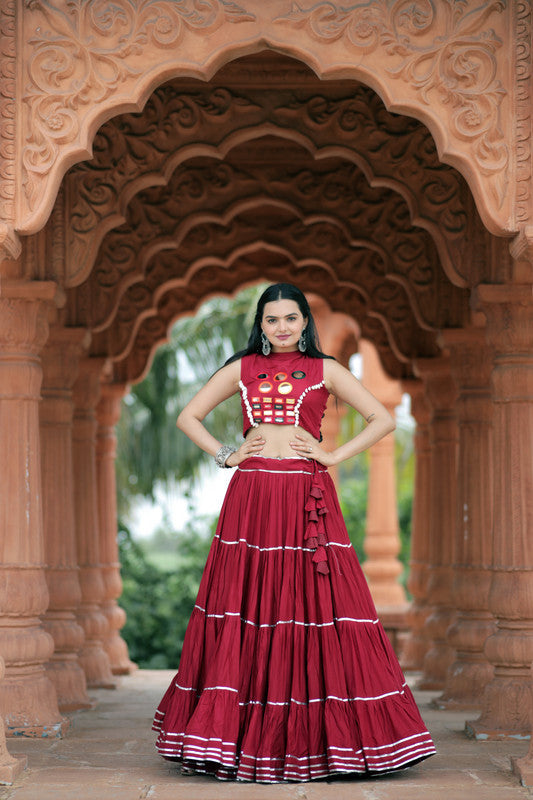 Women's Georgette Maroon Lehenga Set - Aastha Fashion