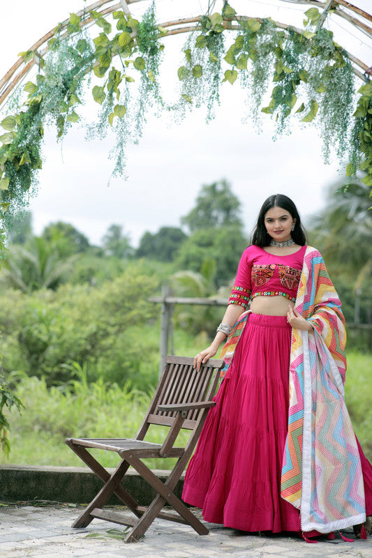 Women's Rayon Pink Lehenga Set - Aastha Fashion