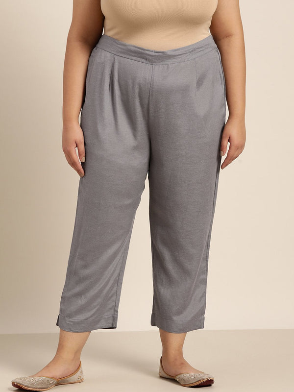 Women's Rayon Solid Cigarette Pants - Juniper