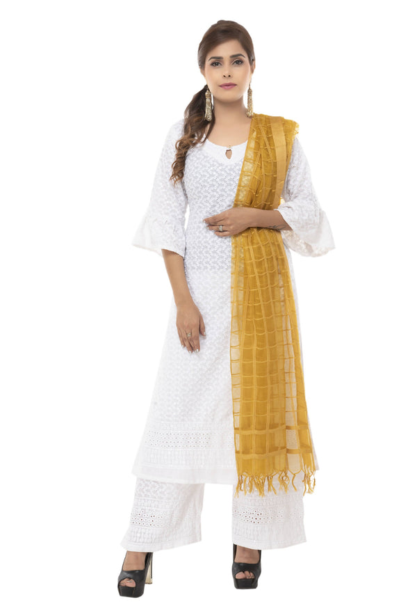 Women's Cotton Square Golden Dupatta Mfd0036 - Moeza