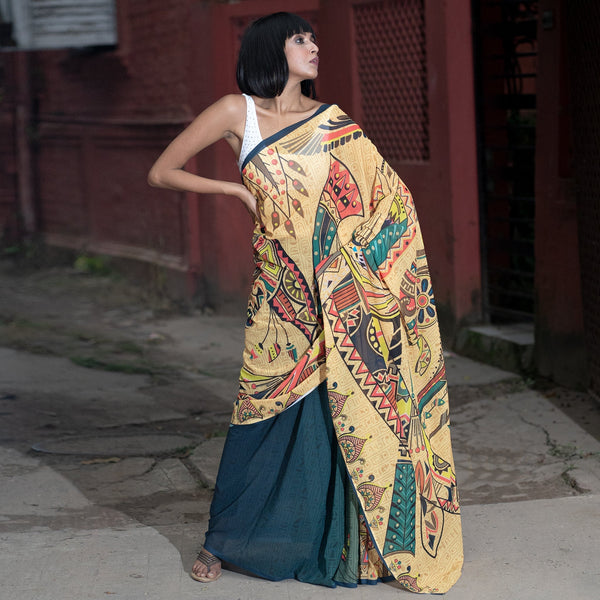 Women's Egyptian Desert Cruise Digital Printed Satin Georgette Saree - Boveee