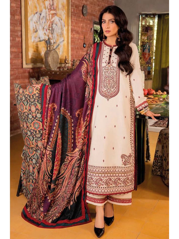 Off White Cambric Embroidery Anarkali With Dupatta Set