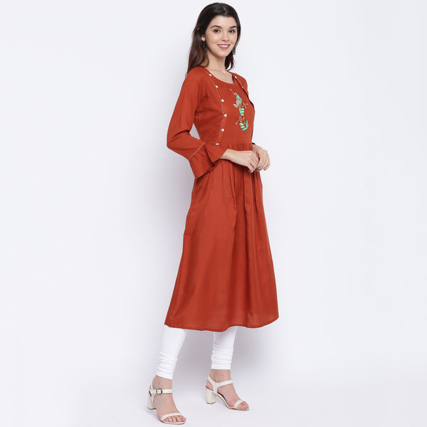 Women's Brown Rayon Kurti By Vbuyz- (1Pc Set)