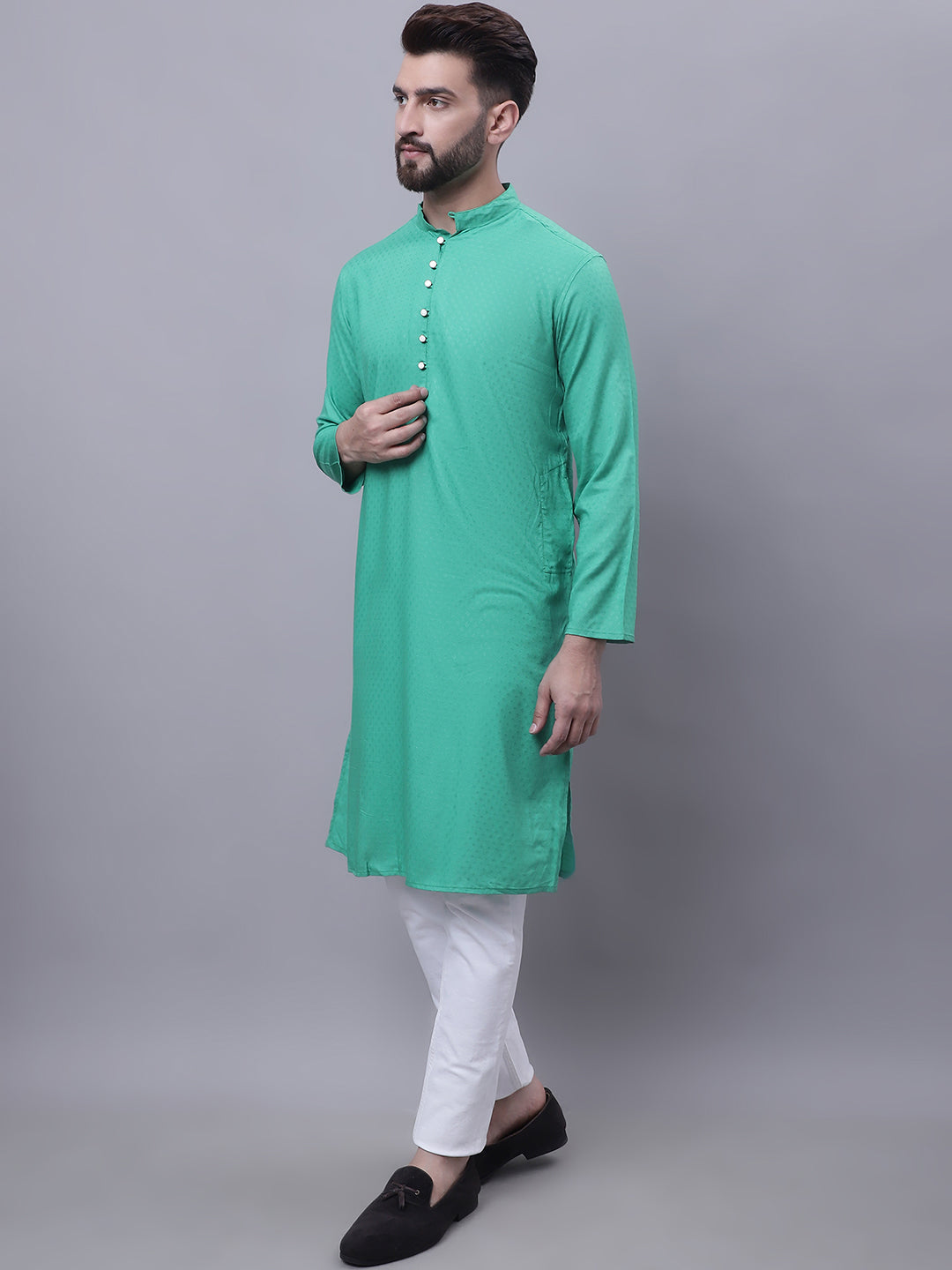 Men's Pure Cotton Kurta With Band Collar - Even Apparels